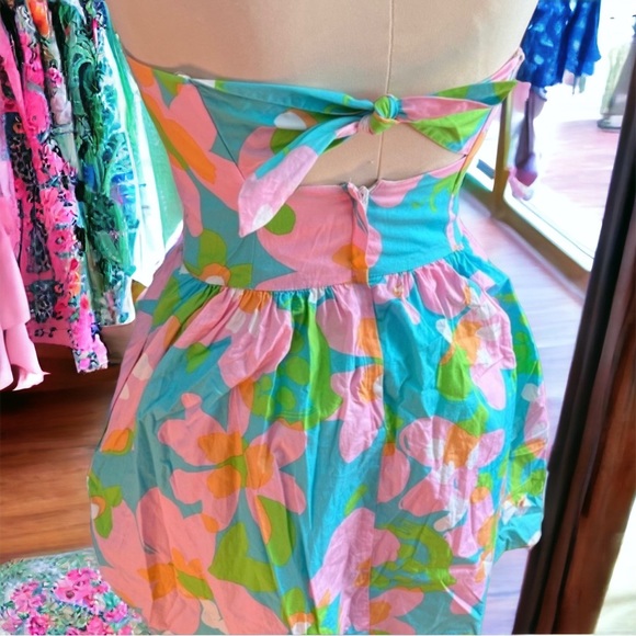 Lilly Pulitzer Rachelle Floral Strapless A-Line Mini Dress Pink Blue Size 2 - Picture 2 of 7